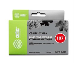 Струйный картридж Cactus CS-PFI107MBK (PFI-107) черный матовый для Canon ImagePrograf iPF670, iPF670 MFP L24, iPF680, iPF681, iPF685, iPF686, iPF770, iPF770 MFP L36, iPF780, iPF780 MFP M40, iPF781, iPF785, iPF785 MFP M40, iPF786 (130 мл) - фото 11942