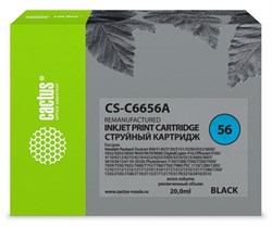 Струйный картридж Cactus CS-C6656A (HP 56) черный для HP DeskJet 450, 5150, 5650, 5850, 9680; OfficeJet 4110, 4215, 5510, 5610, 6110; PhotoSmart 7260, 7350, 7450, 7660, 7760, 7960; PSC 1110, 1210, 1315, 2110, 2210, 2410, 2510 (20 мл) - фото 14528