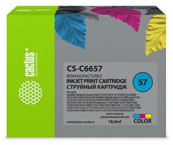 Струйный картридж Cactus CS-C6657 (HP 57) цветной для HP DeskJet 450, 5150, 5650, 5850, 9680; OfficeJet 4110, 4215, 5510, 5610, 6110; PhotoSmart 7260, 7350, 7450, 7660, 7760, 7960; PSC 1110, 1210, 1315, 2110, 2210, 2410, 2510 (18 мл) - фото 14530