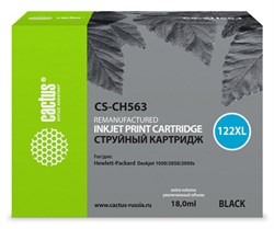 Струйный картридж Cactus CS-CH563 (HP 122XL) черный увеличенной емкости для HP DeskJet 1000 J110, 1050 J410, 1051 J410, 1055 J410, 1510 All-in-One, 2000 J210, 2050 J510, 2054A J510, 3000 J310, 3050 J610, 3052A J611, 3054 J610 (18 мл) - фото 14545
