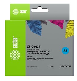 Струйный картридж Cactus CS-C9428 (HP 85) светло-голубой для HP DesignJet 30, 30gp, 30n, 90, 90gp, 90r, 130, 130de, 130gp, 130nr, 130r (72 мл) - фото 14598