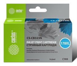 Струйный картридж Cactus CS-CB323N (HP 178XL) голубой увеличенной емкости для HP DeskJet 3070A B611, 3522; PhotoSmart 5510 B111, 5520, 7520, B010, B110, B209, B210, B8553, C309, C310, C410, C5300, C5380, C5383, D5460 (14,6 мл) - фото 14671