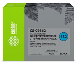 Струйный картридж Cactus CS-C9362 (HP 132) черный для HP DeskJet 5400, 5440, D4160, D4163; OfficeJet 6310, 6315; PhotoSmart 2575, 7850, C3110, C3125, C3140, C3170, C3190, C4110, C4140, C4150, C4170, C4190; PSC 1503, 1510, 1513 (7 мл) - фото 14683