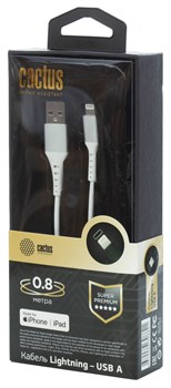 Кабель Cactus CS-LG.USB.A-0.8 USB (m)-Lightning (m) 0.8м белый блистер - фото 18752