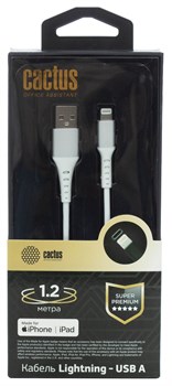 Кабель Cactus CS-LG.USB.A-1.2 USB (m)-Lightning (m) 1.2м белый блистер - фото 18759