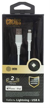 Кабель Cactus CS-LG.USB.A-2 USB (m)-Lightning (m) 2м белый блистер - фото 18763