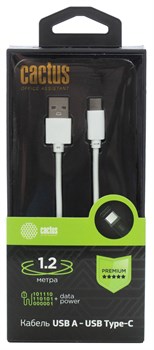 Кабель Cactus CS-USB.A.USB.C-1.2 USB (m)-USB Type-C (m) 1.2м белый блистер - фото 18775