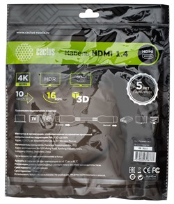 Кабель аудио-видео Cactus CS-HDMI.1.4-2 HDMI (m)/HDMI (m) 2м. позолоченные контакты, черный - фото 18808