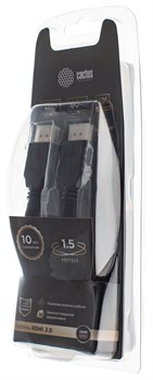 Кабель аудио-видео Cactus CS-HDMI.2-1.5 HDMI (m)/HDMI (m) 1.5м. позолоченные контакты, черный - фото 18828