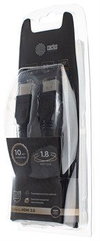 Кабель аудио-видео Cactus CS-HDMI.2-1.8 HDMI (m)/HDMI (m) 1.8м. позолоченные контакты, черный - фото 18831