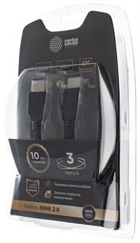 Кабель аудио-видео Cactus CS-HDMI.2-3 HDMI (m)/HDMI (m) 3м. позолоченные контакты, черный - фото 18844