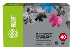 Чернила Cactus CS-GI40PGBK/C/M/Y голубой, пурпурный, желтый, черный набор для Canon Pixma G5040, G6040, GM2040 (350 мл) - фото 20209