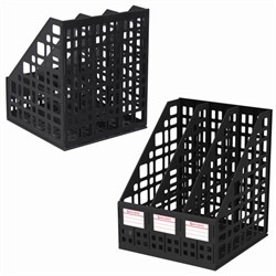 Лоток вертикальный для бумаг Brauberg "Maxi Plus", 240 мм, 3 отделения, сетчатый, сборный, черный - фото 20523