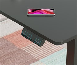 Стол для компьютера Cactus CS-EDXL-BBK угловой подъёмный столешница МДФ черный каркас черный, длины сторон 140 и 160 см, глубина 60 см - фото 20700