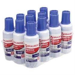 Краска штемпельная Brauberg Professional, clear stamp, синяя, 30 мл, на водной основе - фото 21233