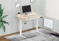 Стол для компьютера Cactus CS-EDL-DWT столешница ДСП светлый дуб каркас белый, столешница 120x60 см - фото 22180