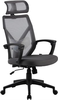 Кресло Cactus CS-MC414-GY черный/серый сетка/ткань с подголов. крестов. пластик - фото 23925