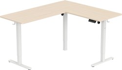 Стол для компьютера Cactus CS-EDXL-WWD угловой подъёмный столешница МДФ белый дуб каркас белый, длины сторон 140 и 160 см, глубина 60 см - фото 24213
