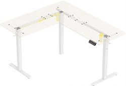 Стол для компьютера Cactus CS-EDXL-WWD угловой подъёмный столешница МДФ белый дуб каркас белый, длины сторон 140 и 160 см, глубина 60 см - фото 24214