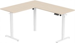 Стол для компьютера Cactus CS-EDXL-WWD угловой подъёмный столешница МДФ белый дуб каркас белый, длины сторон 140 и 160 см, глубина 60 см - фото 24215