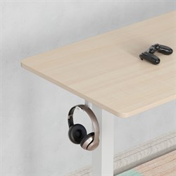 Стол для компьютера Cactus CS-EDXL-WWD угловой подъёмный столешница МДФ белый дуб каркас белый, длины сторон 140 и 160 см, глубина 60 см - фото 24217