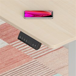 Стол для компьютера Cactus CS-EDXL-WWD угловой подъёмный столешница МДФ белый дуб каркас белый, длины сторон 140 и 160 см, глубина 60 см - фото 24219