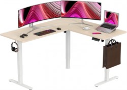 Стол для компьютера Cactus CS-EDXL-WWD угловой подъёмный столешница МДФ белый дуб каркас белый, длины сторон 140 и 160 см, глубина 60 см - фото 24220