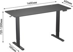 Стол для компьютера Cactus CS-EDL-BBK столешница ДСП черный каркас черный, столешница 160x60 см - фото 24238