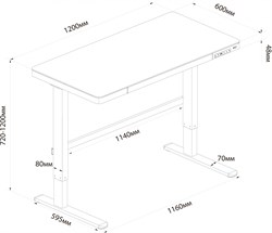 Стол для компьютера Cactus CS-EGD-WWT столешница стекло белый каркас белый, столешница 120x60 см - фото 24239