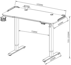 Стол Cactus CS-ED-GBK столешница МДФ карбон каркас черный, столешница 120x60 см - фото 24268