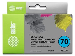 Струйный картридж Cactus CS-C9454A (HP 70) желтый для HP DesignJet Z2100, Z2100gp, Z3100, Z3100gp, Z3100ps gp, Z3200, Z3200ps, Z5200, Z5400 ePrinter, Z5400ps PostScript (130 мл)
