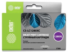 Струйный картридж Cactus CS-LC1280XC (LC1280XL-C) голубой увеличенной емкости для принтеров Brother MFC J5910dw, MFC J6510, MFC J6510dw, MFC J6710, MFC J6710d, MFC J6710dw, MFC J6910, MFC J6910dw (16,6 мл)
