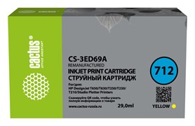 Струйный картридж Cactus CS-3ED69A (HP 712) желтый для HP DesignJet T230, 630 (29 мл)
