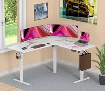 Стол для компьютера Cactus CS-EDXL-WWT угловой подъёмный столешница МДФ белый каркас белый , длины сторон 140 и 160 см, глубина 60 см